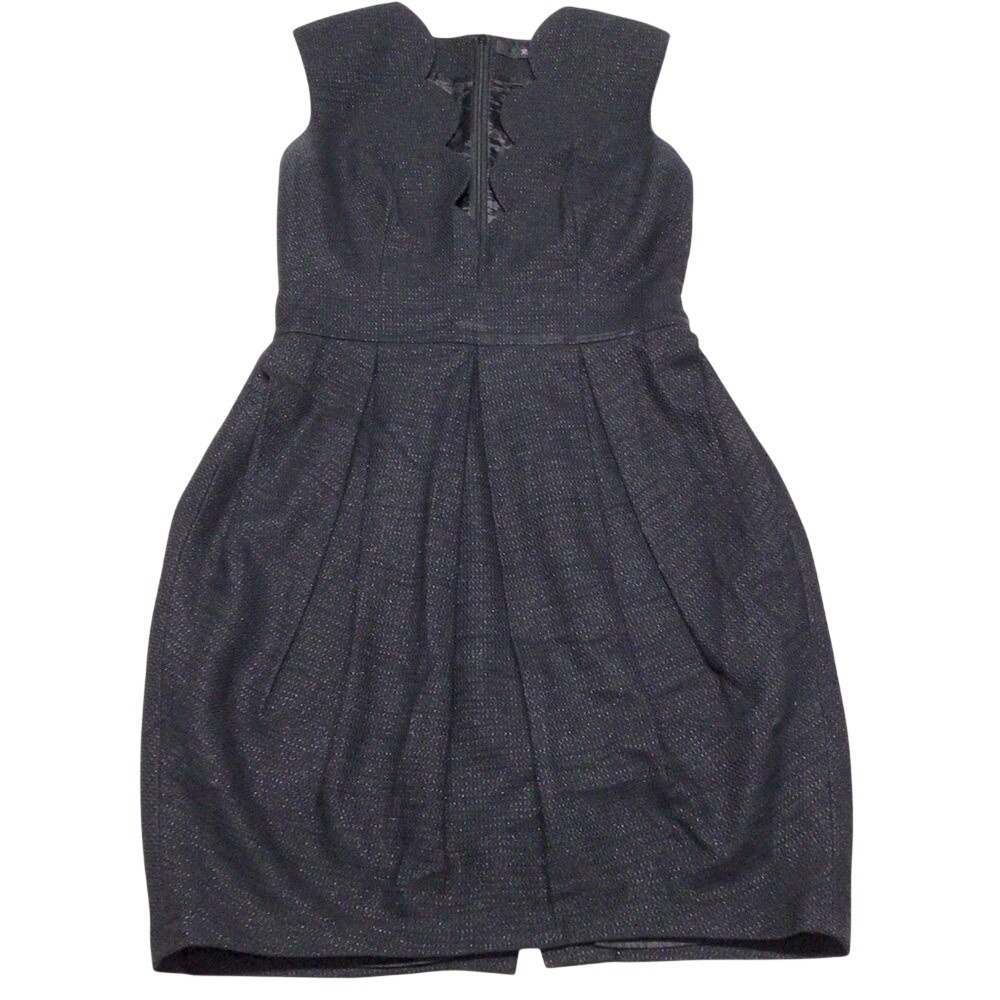 Roni NYC‎ scalloped neck black shimmer dress with pockets size medium